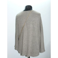 Beżowo złotawy sweter w stylu OVERSIZE z wydłużonym tyłem